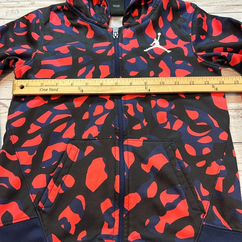 Nike Air Jordan Therma-Fit Zipper Hoodie Red Blue Black Jacket‎ Kids Med 5-6yr